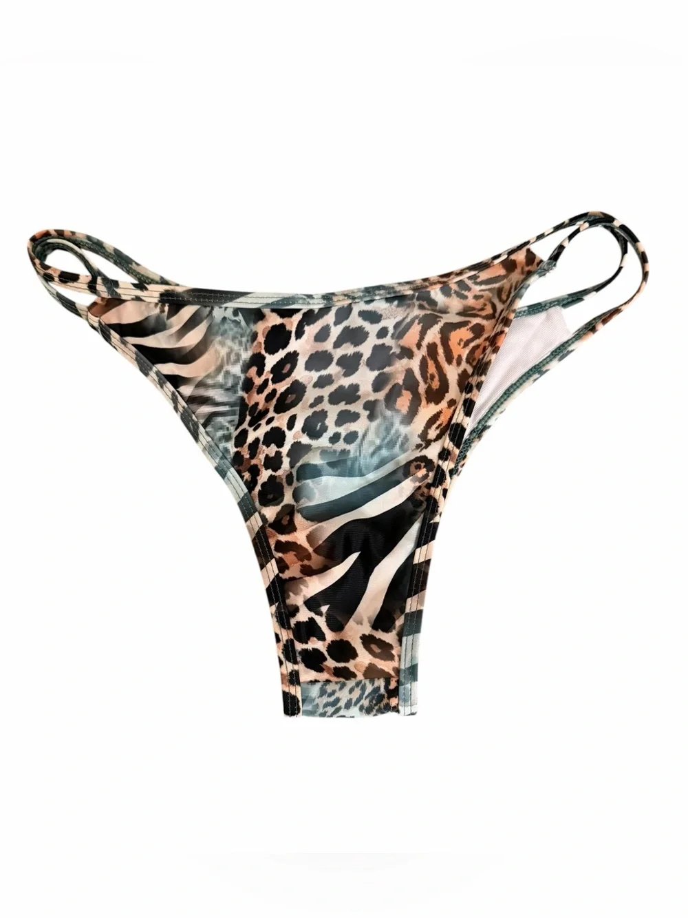 SHEIN Blue & Brown Leopard Print Bikini with Gold Jewelry Charms size XS